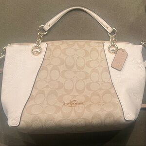 Coach Cream and White Shoulder Bag